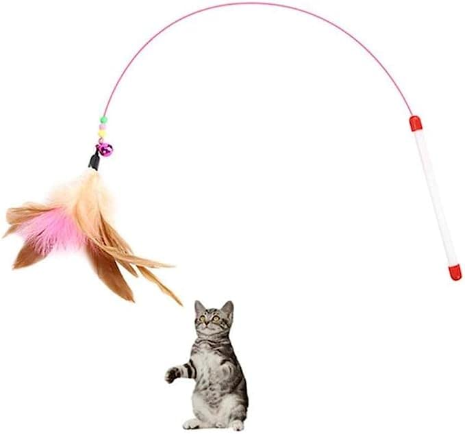 Lily and Prim cat toy steel wire chaser wand with feather keeps cats active