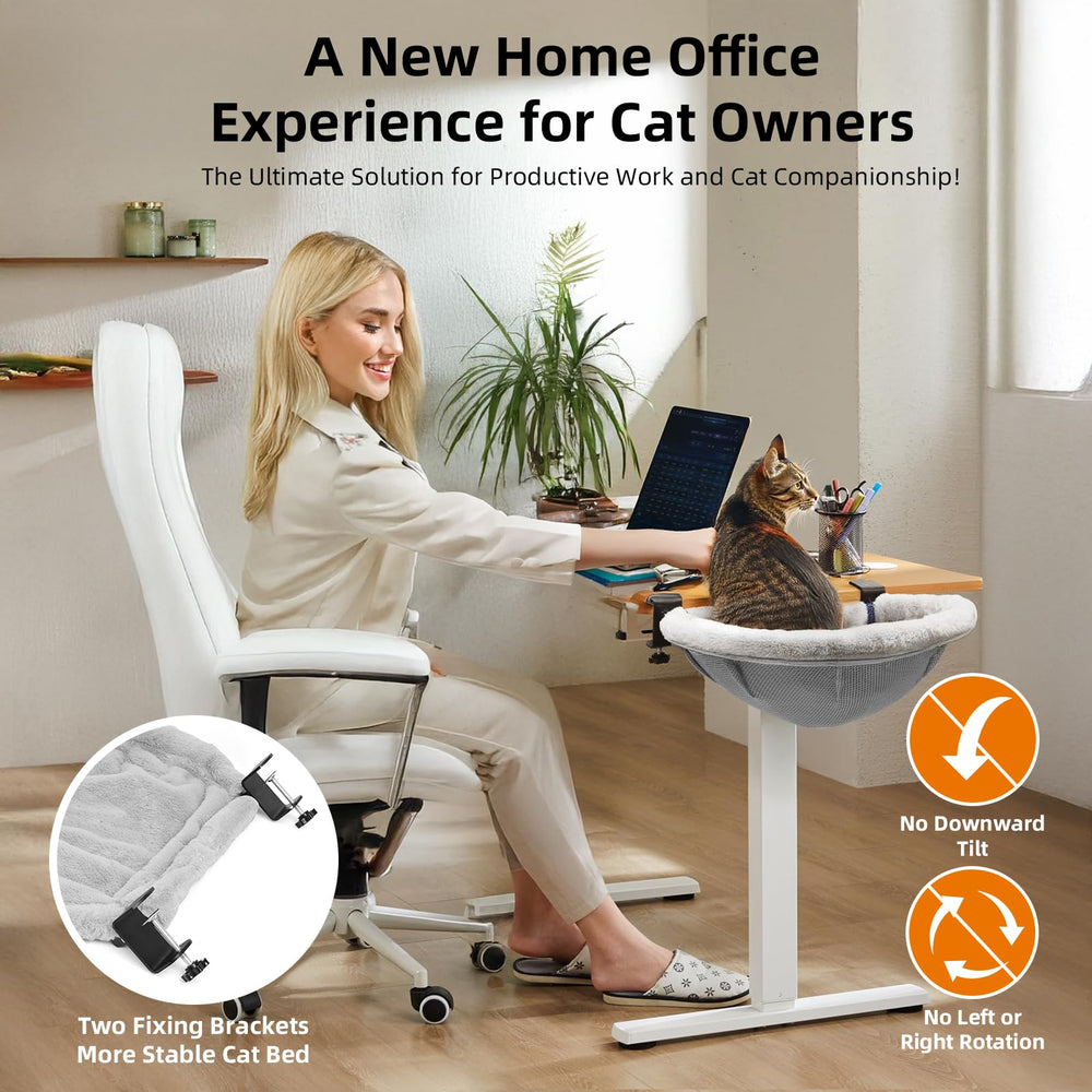 Lilyang desk bed dual clamps keep the setup steady for active cats