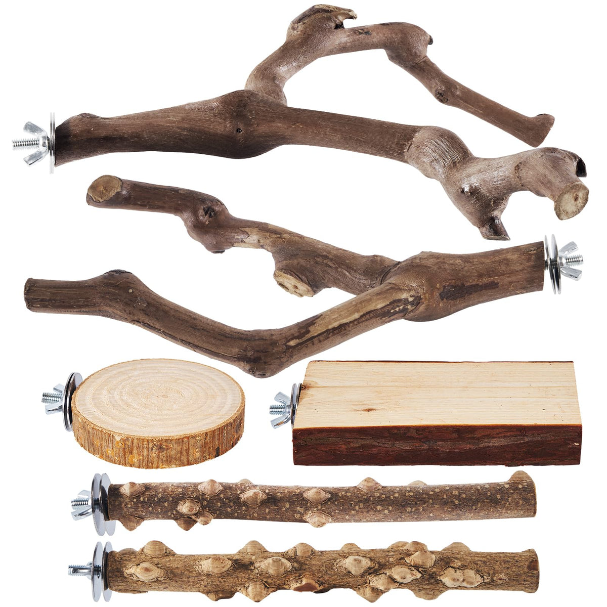 LIMIO bird perch set grape stick paw grinding forks for natural claw maintenance