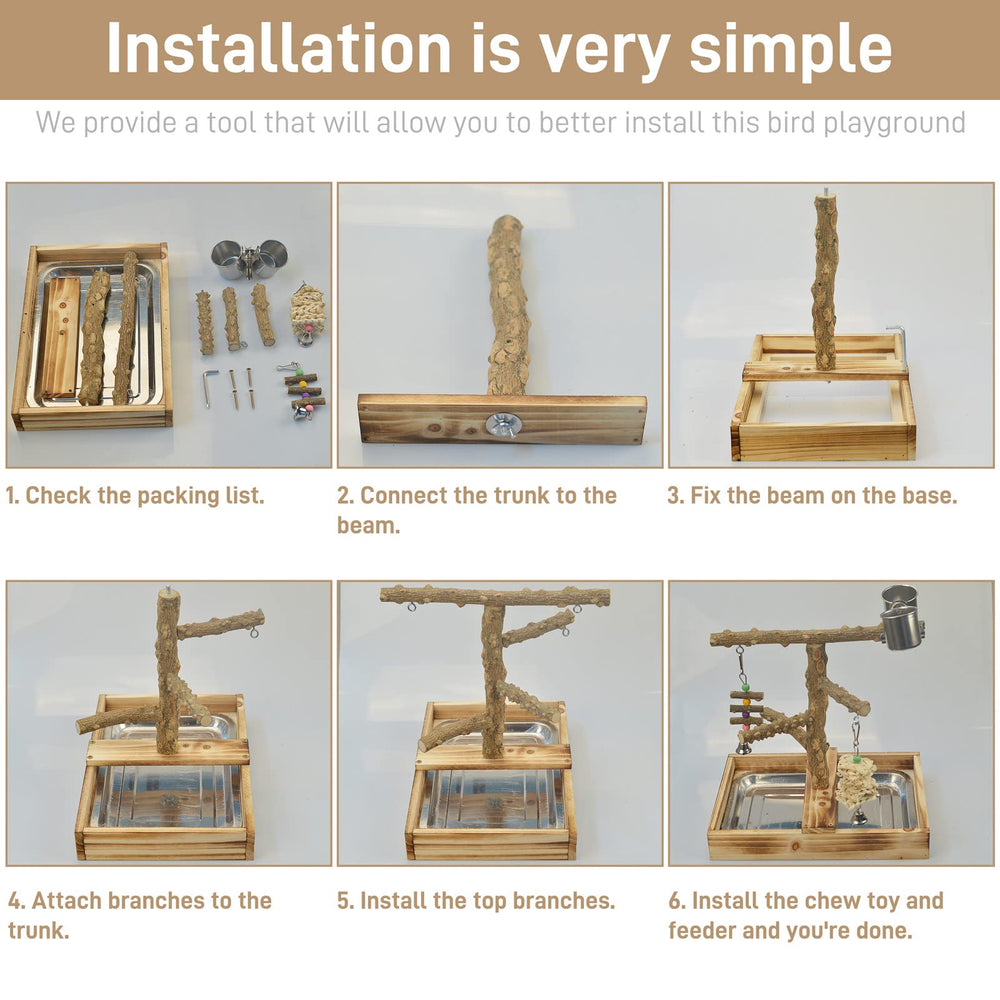 limio wood perches offer natural chewing and stability