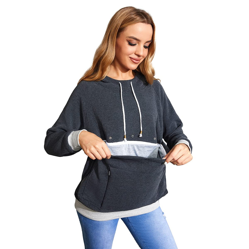 LINYUCHEN kangaroo-pouch-closeup highlights soft fleece comfort.