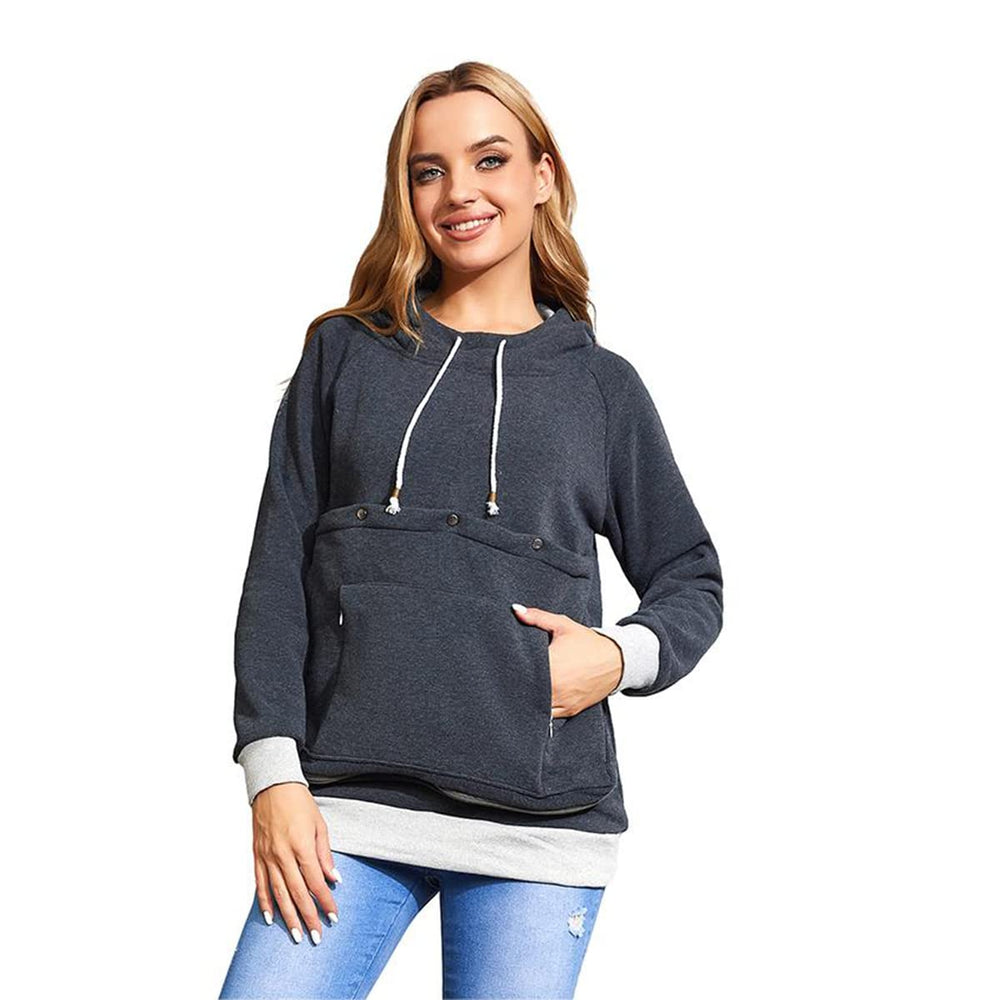 LINYUCHEN pet-pouch-hoodie worn on model for cozy bonding on walks.