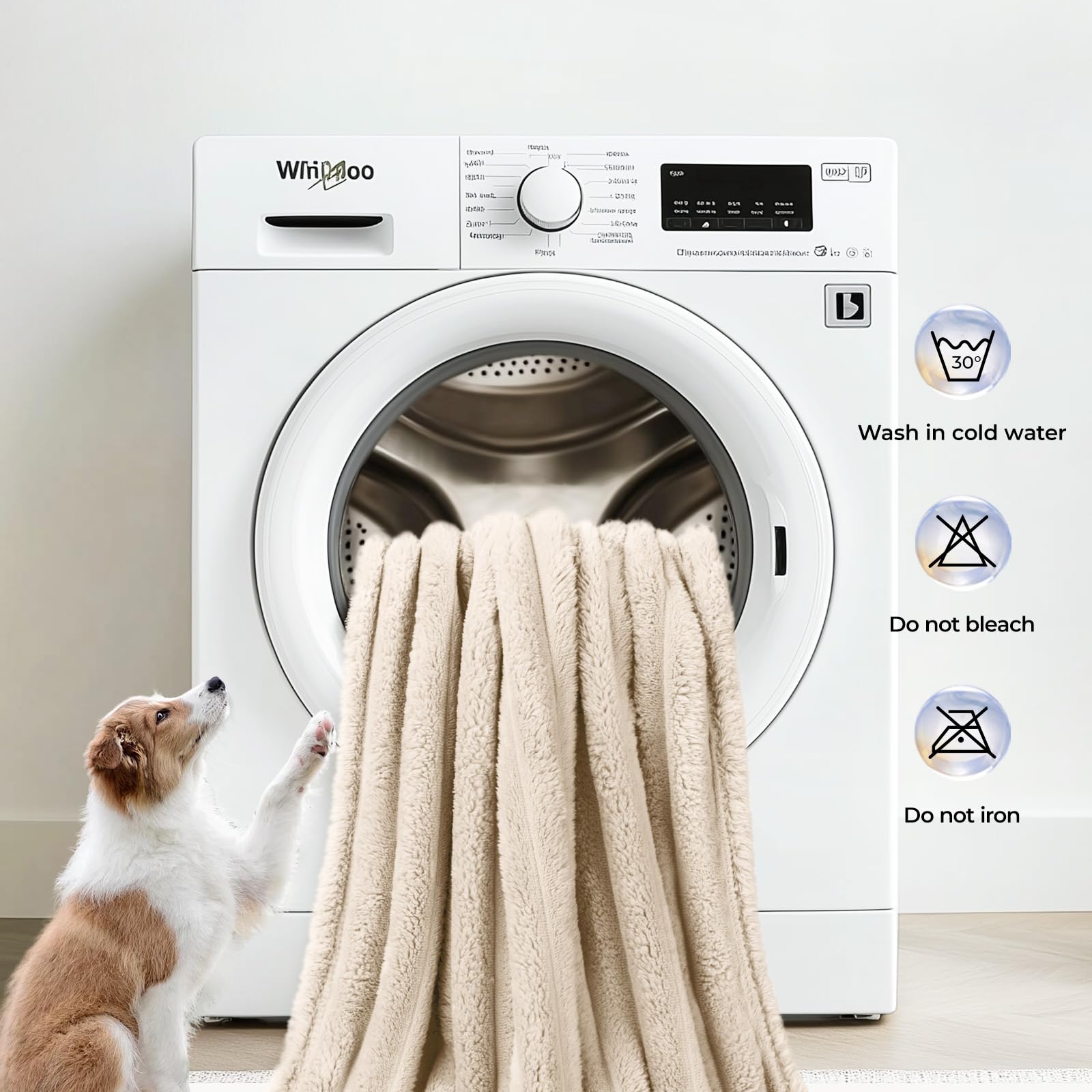 LINENLUX blanket ready for machine washing for easy cleaning.