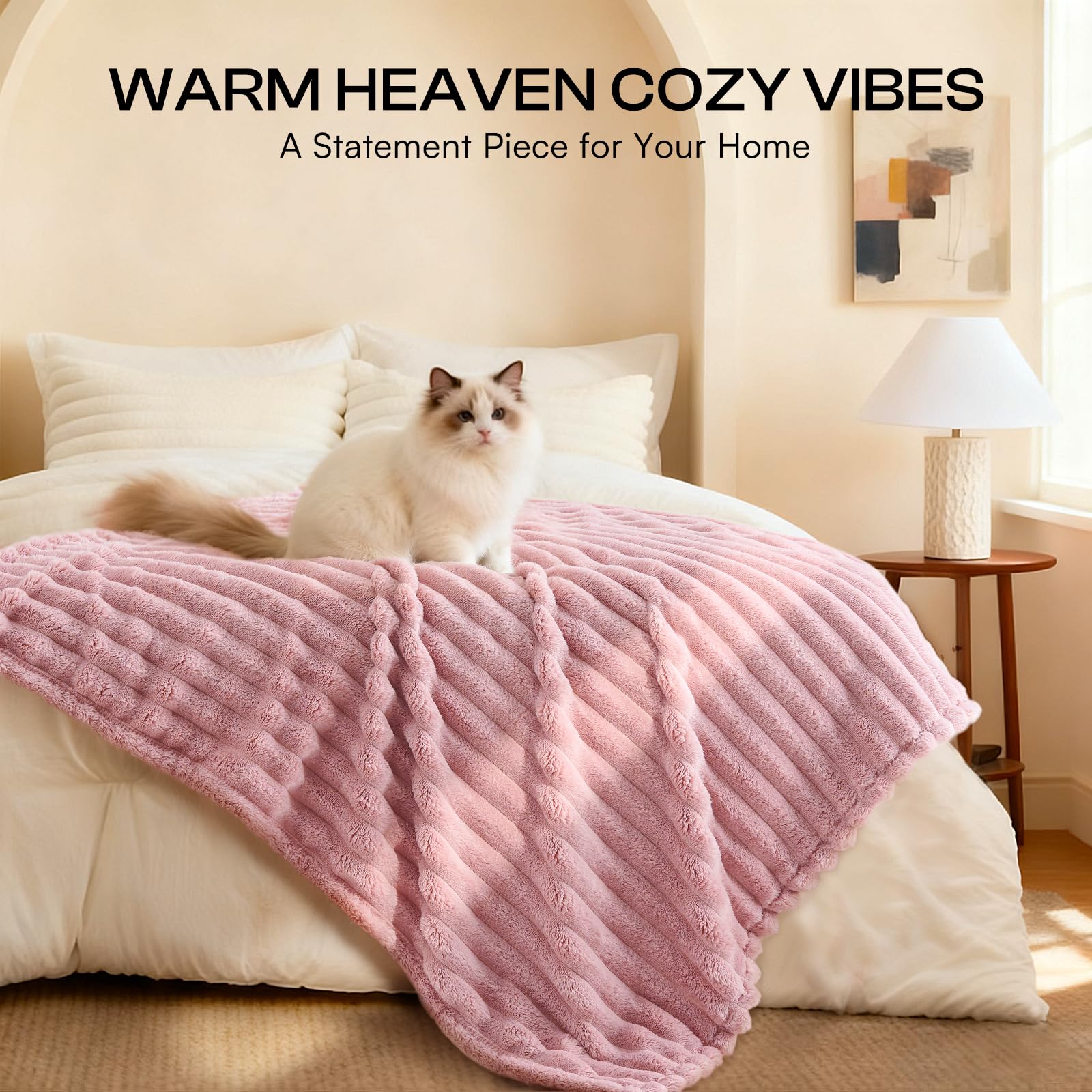 LINENLUX dog blanket highlights a 3D cut pile adding warm decor appeal.