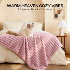 LINENLUX dog blanket highlights a 3D cut pile adding warm decor appeal.