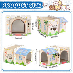 Lineshading cat house with scratcher boards offers engaging scratching for kittens.