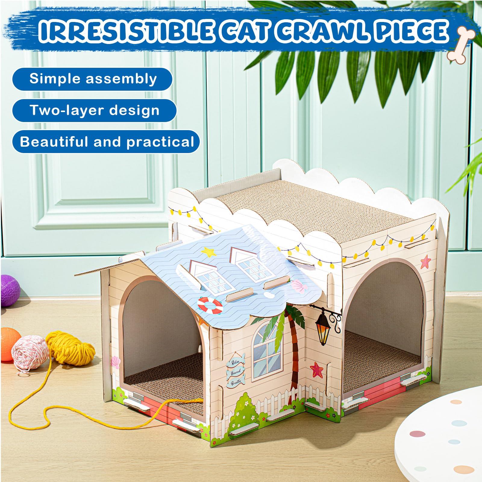Lineshading gift-ready cat house for kids and pets.