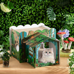 Lineshading forest design with palm tree print creates a cozy, decorative pet space.