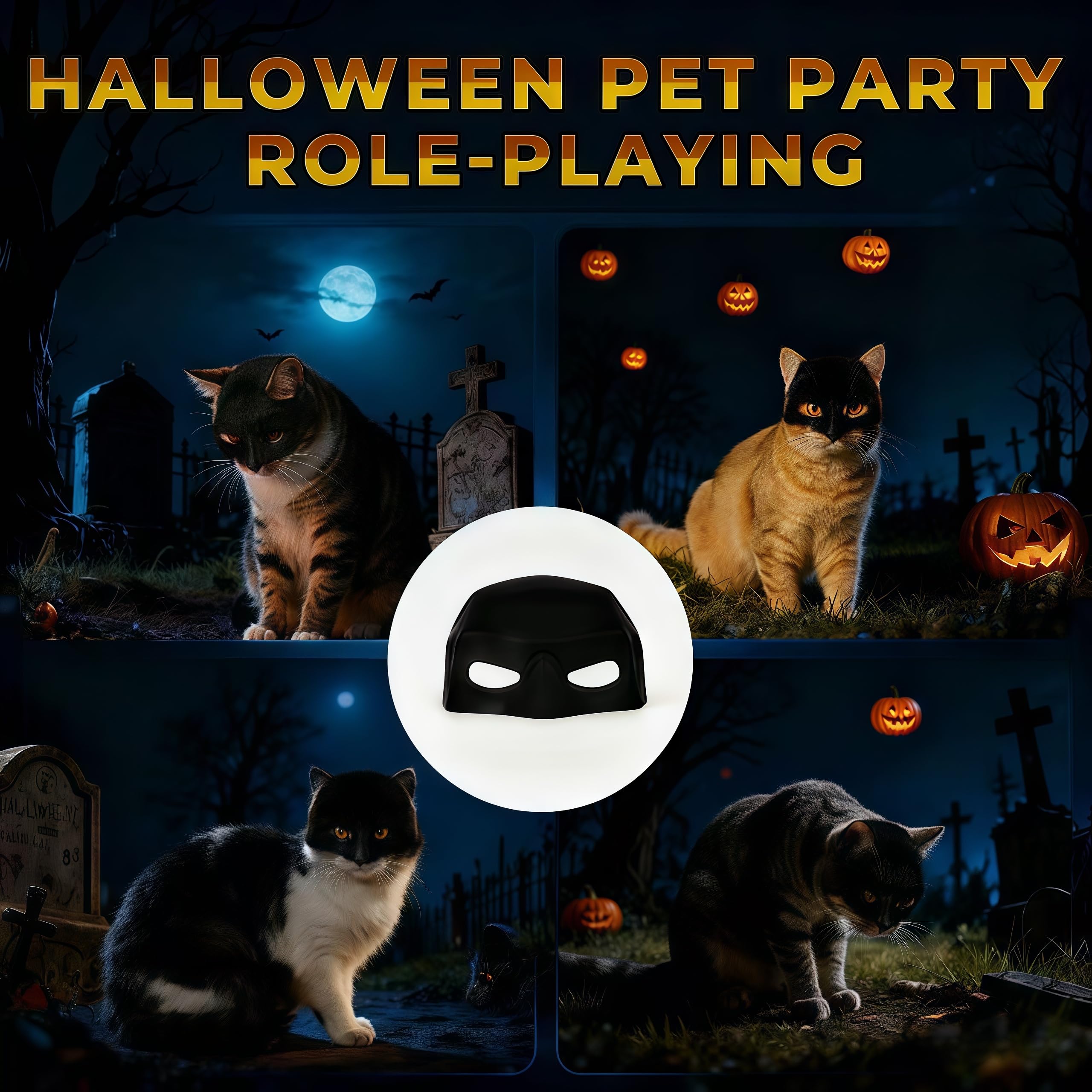 LINHUNCAT cat mask for Halloween suitable for themed parties and cute photoshoots