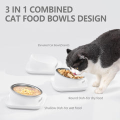 Linshanmin stainless steel cat bowls shown in a sleek setup for durability and easy cleaning.