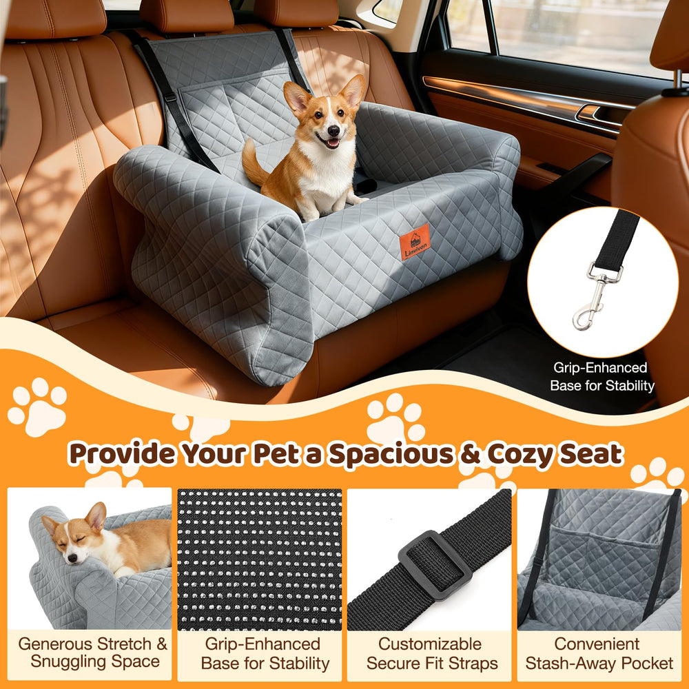 Linvivon dog car seat back pocket detail emphasizes convenient storage for gear.