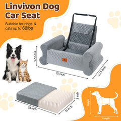 Linvivon dog car seat top view highlights elevated view and comfort for pets.