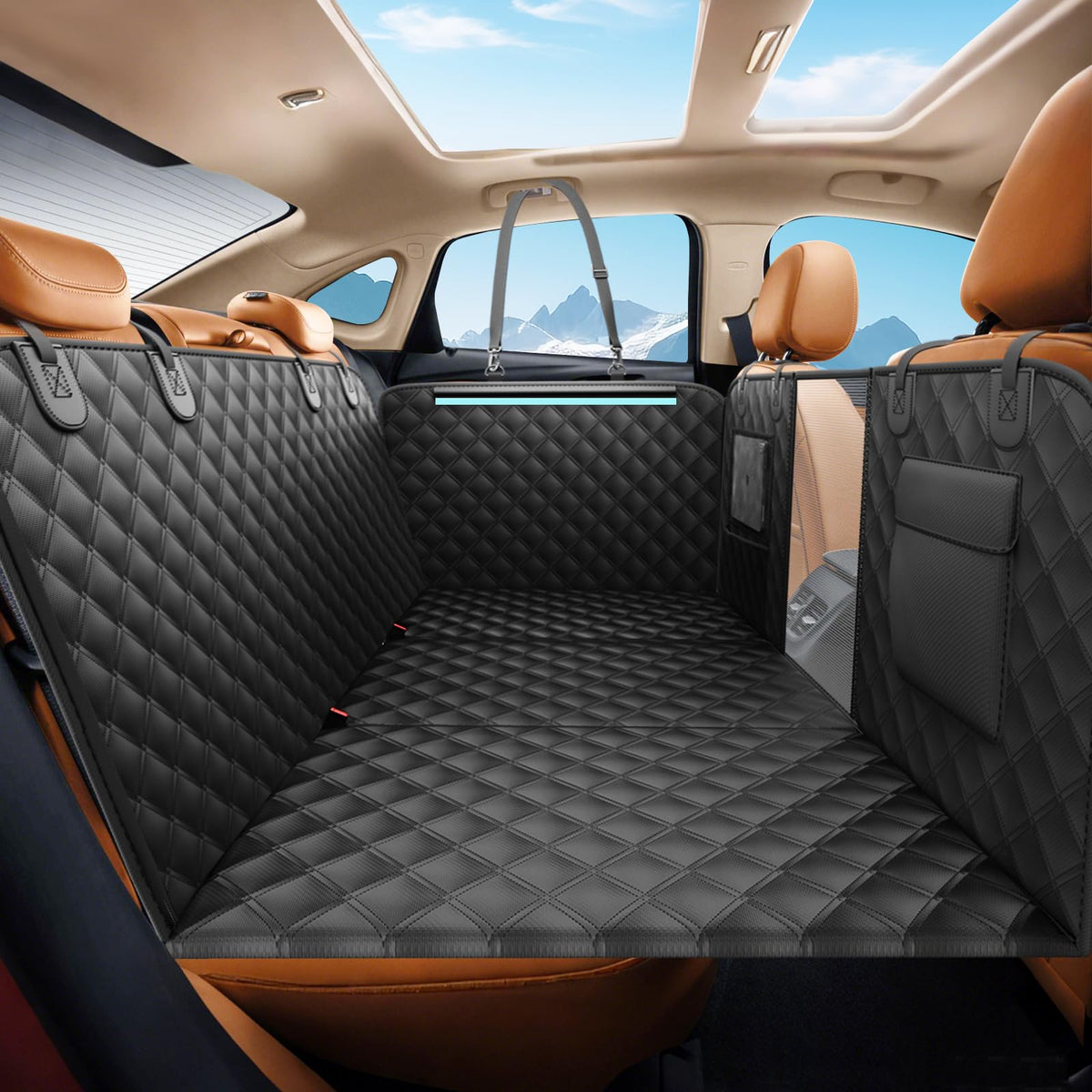 Linzdvay back seat extender 400lbs supports large dogs on travel.