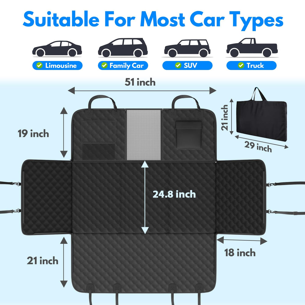 Linzdvay easy-install back seat cover fits most cars and SUVs.