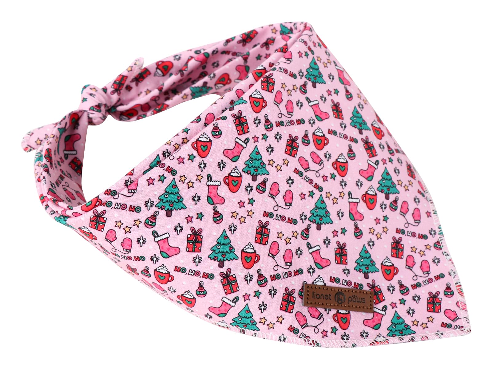 Lionet Paws adjustable dog bandana pink showing secure knot and customizable fit