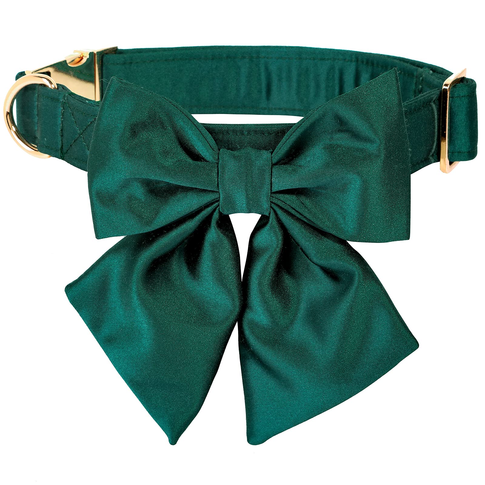Lionet Paws Bowtie Dog Collar closeup highlights silky texture and detachable bow for dress-up moments.