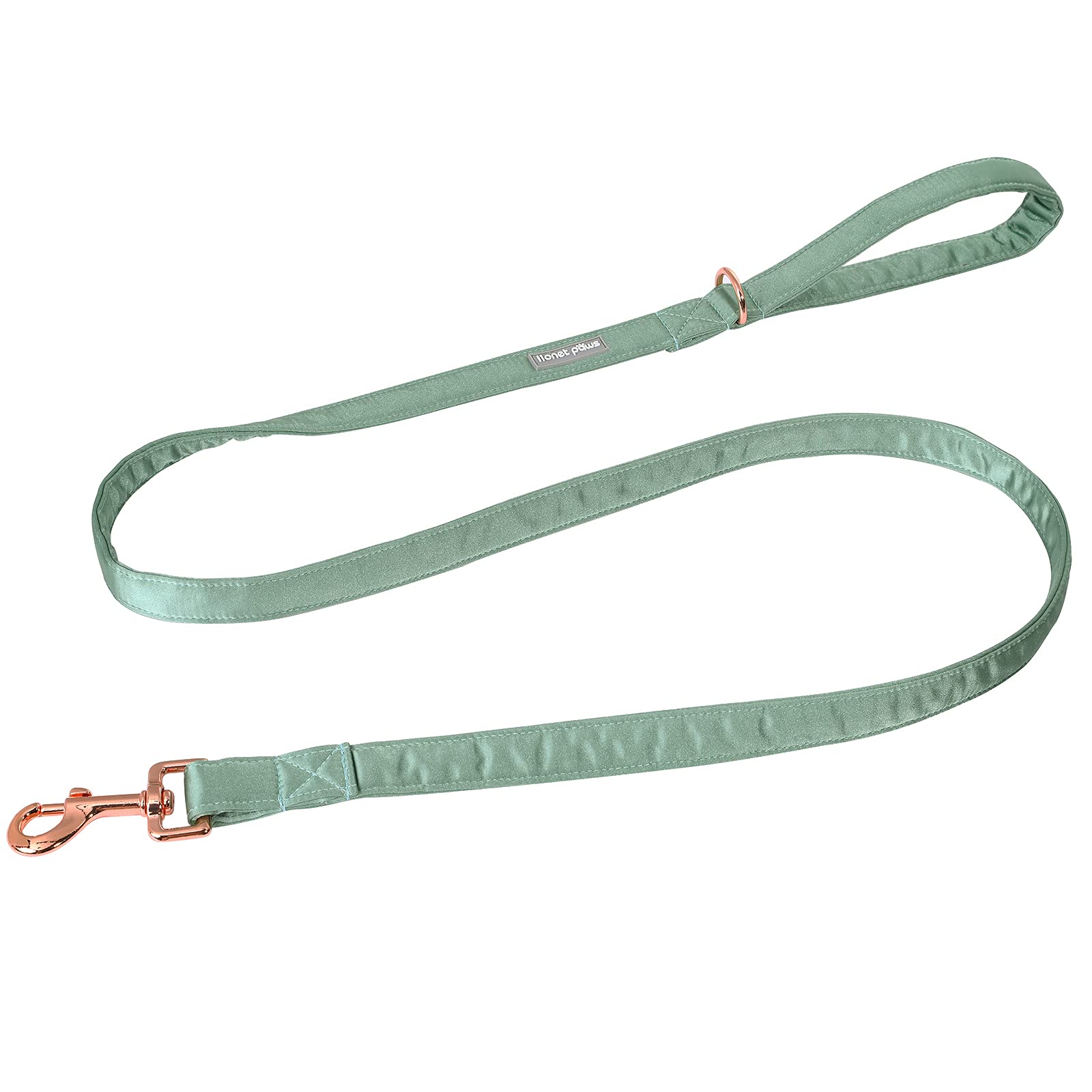 Lionet Paws silk leash green attachment view promotes secure walking.