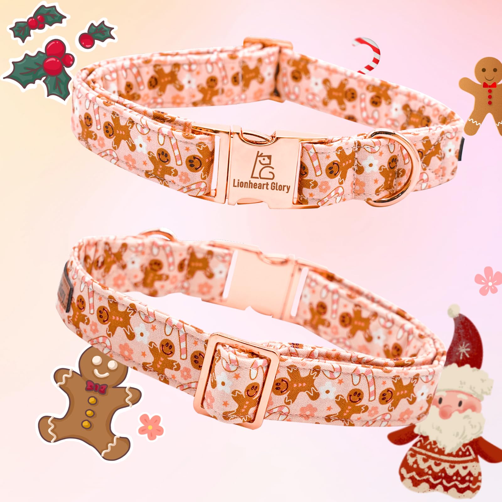 Lionheart Glory adjustable soft cotton dog collar ensures gentle, comfortable fit