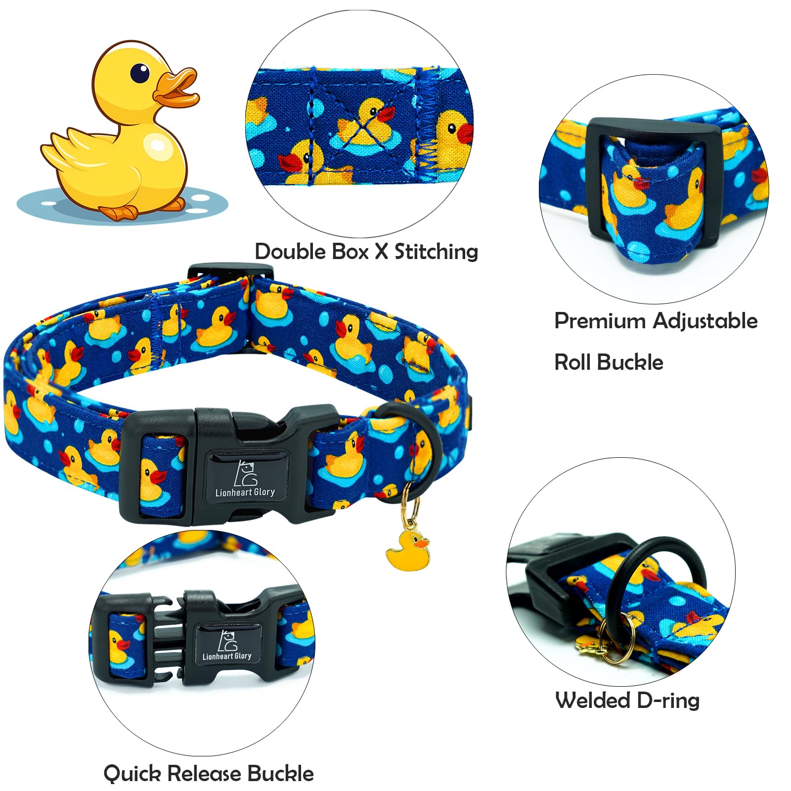 Lionheart glory adjustable dog collar strap shows secure fit for small to large dogs.