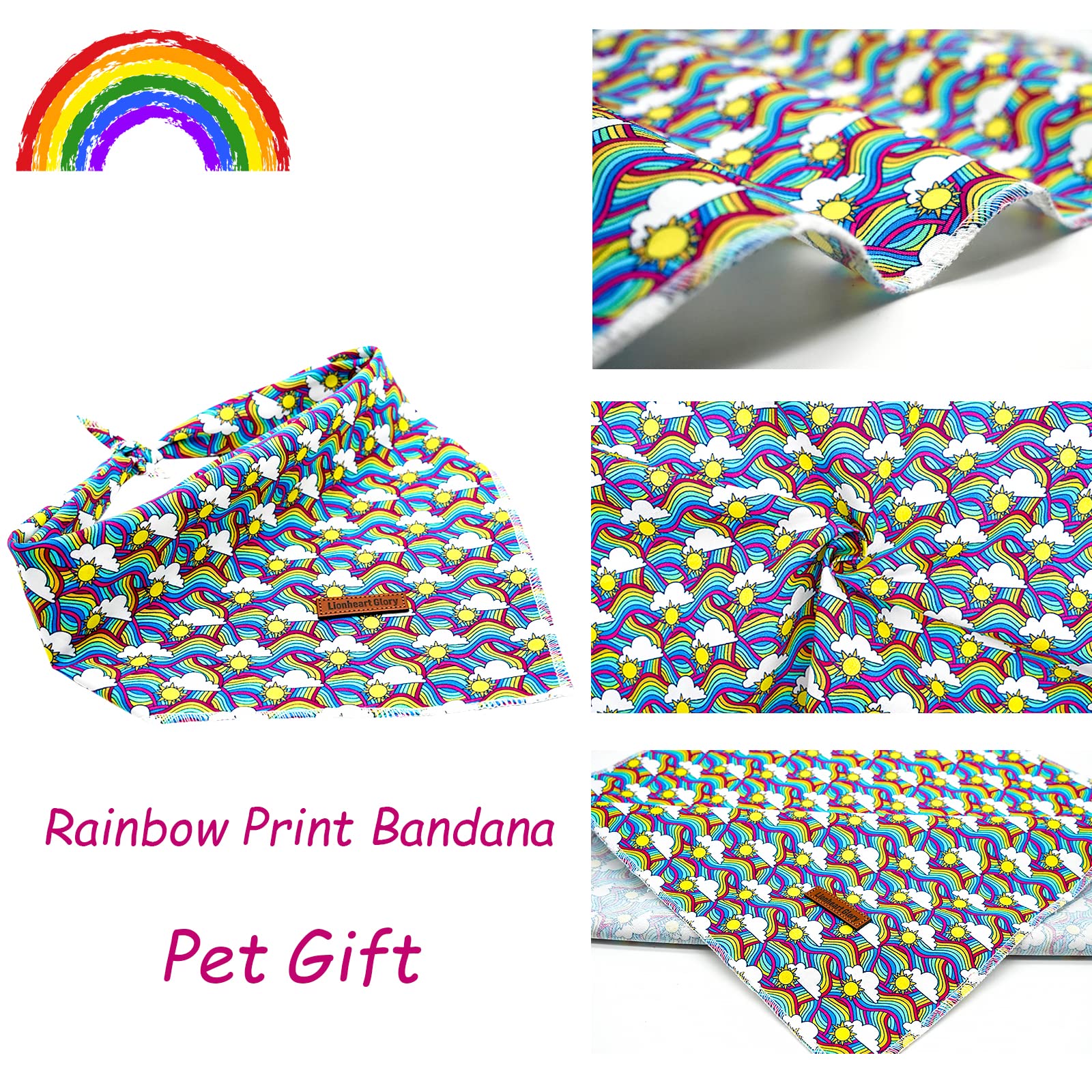 Lionheart glory Rainbow Dog Bandana colorful stripes ready for festive walks