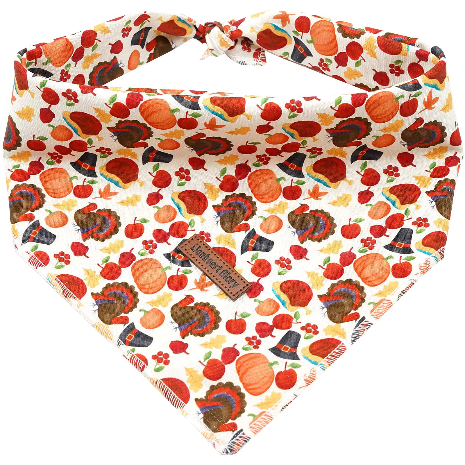Lionheart Glory turkey dog bandana folded square for easy styling.
