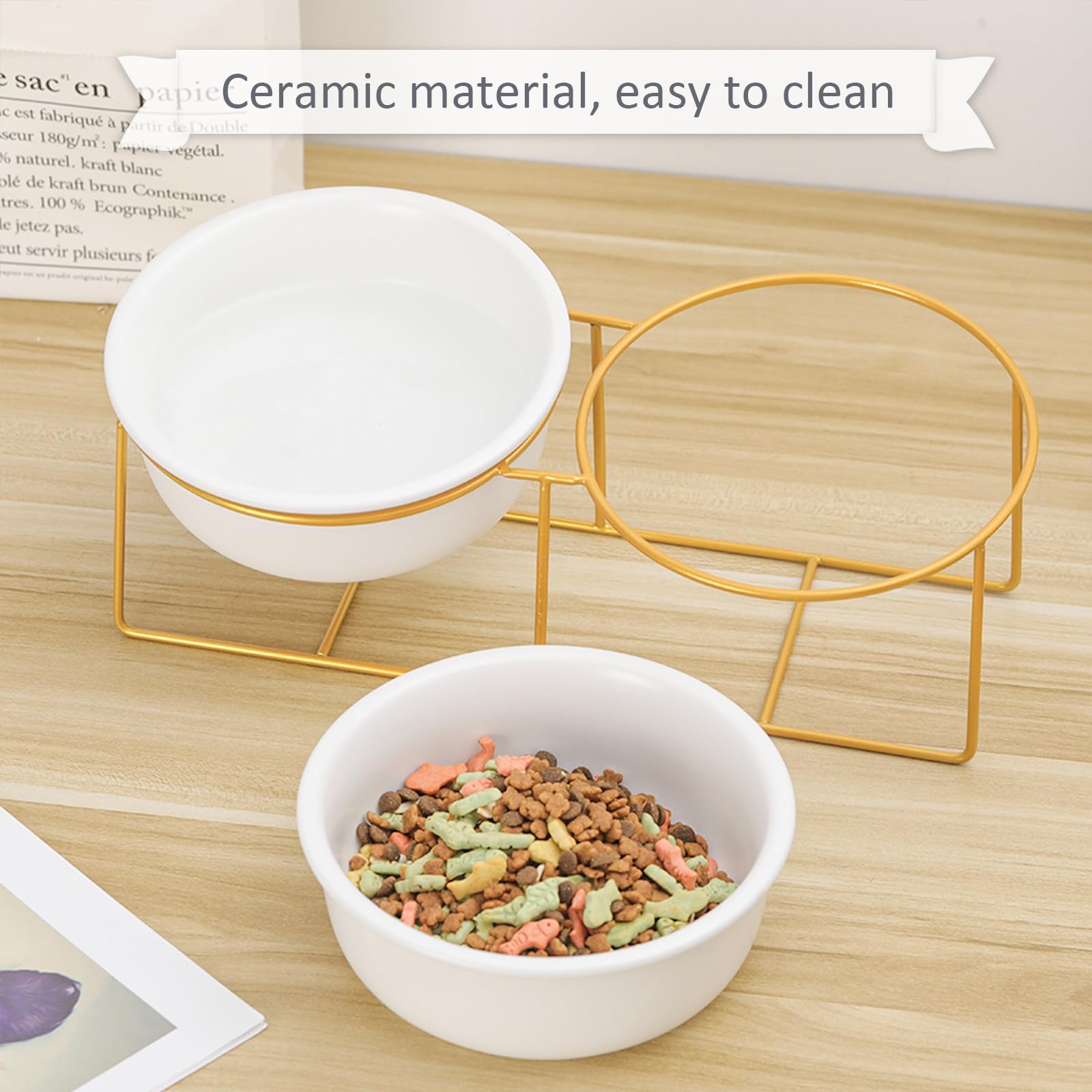 LIONWEI double bowls set helps pets eat simultaneously and reduce mess