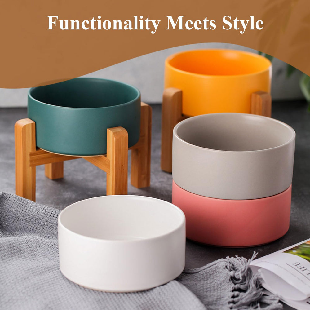 Lionwei elevated cat bowl stands 5 inches tall for ergonomic use.