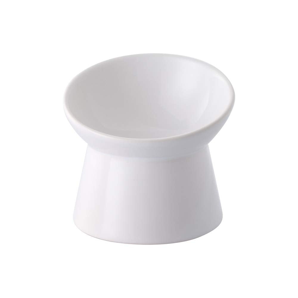 LIONWEI LIONWELI white ceramic raised cat bowls tilted for comfortable dining at mealtime