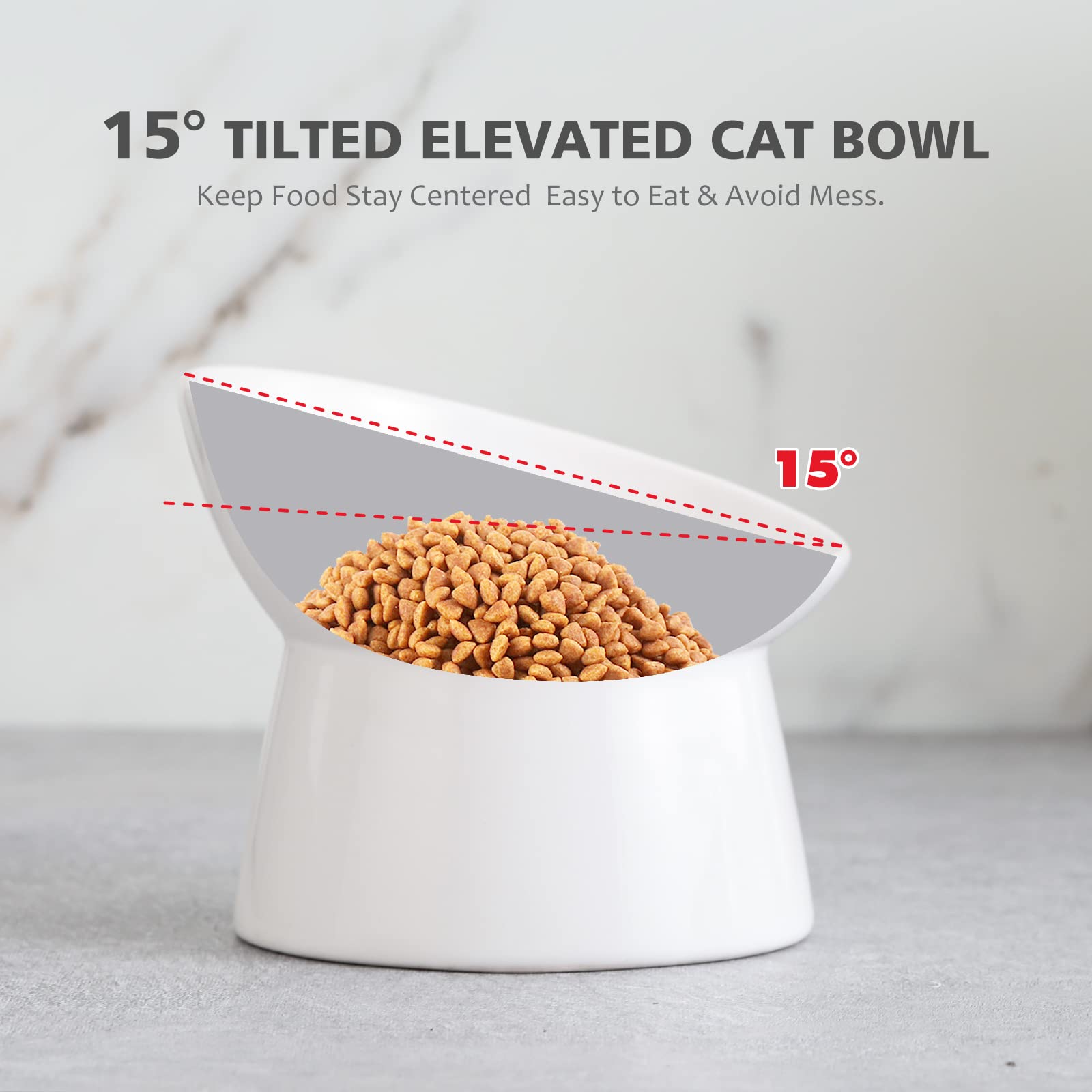 LIONWEI raised ceramic cat bowls wide shallow-opening promotes whisker comfort and portion control.