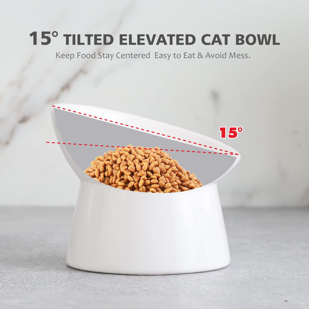 LIONWEI raised ceramic cat bowls wide shallow-opening promotes whisker comfort and portion control.
