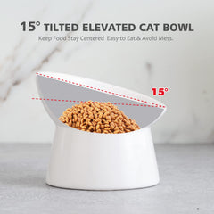 LIONWEI raised ceramic cat bowls wide shallow-opening promotes whisker comfort and portion control.