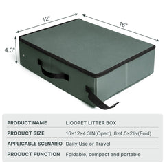 LIOOPET foldable litter box folded size fits suitcase for easy travel.