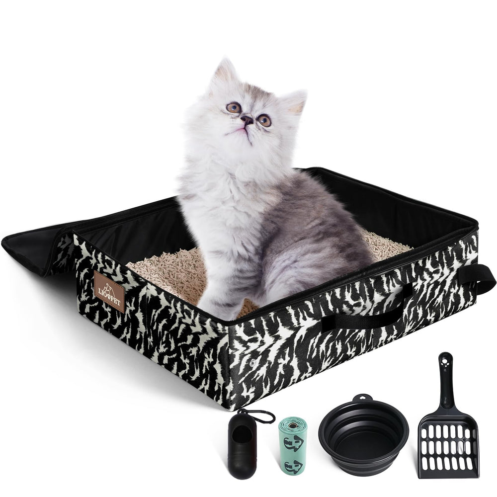 LIOOPET portable-litter-box-collapsible-with-lid for easy car travel and odor containment.