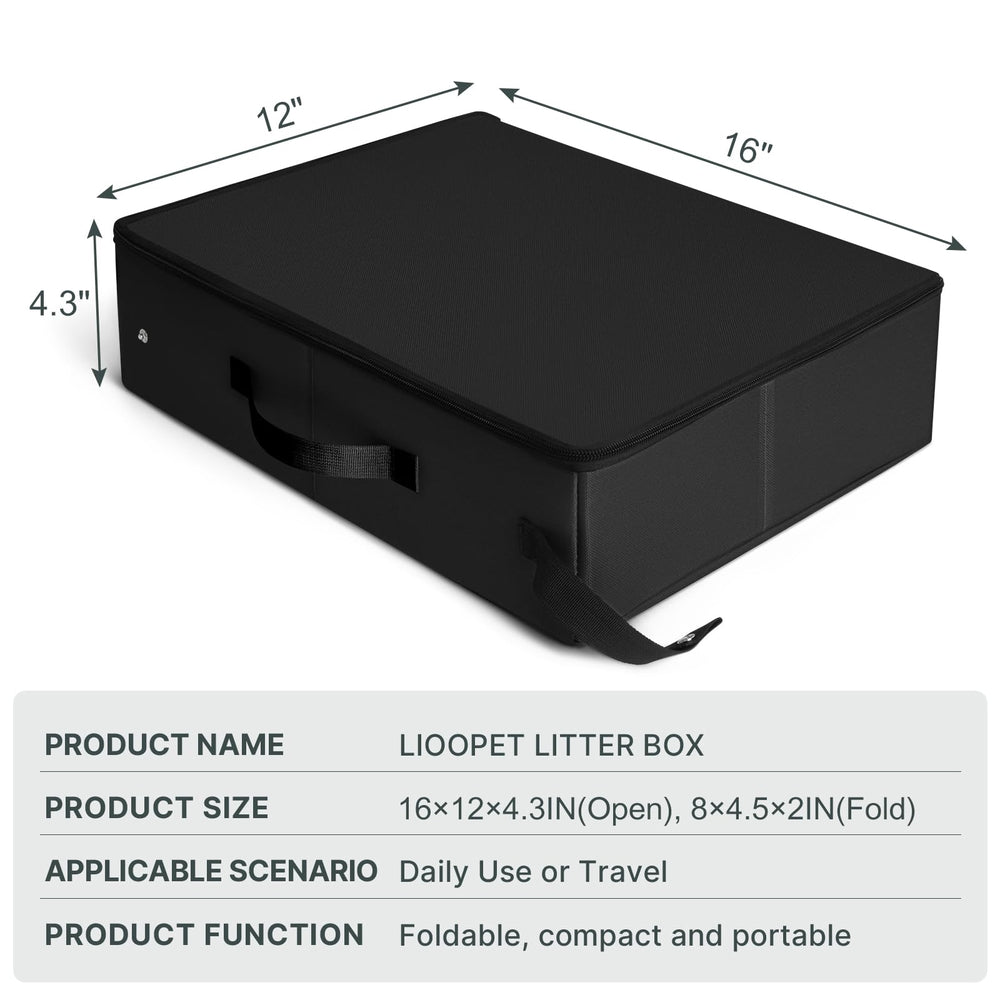 LIOOPET portable-litter-box-folded-compact demonstrates space-saving storage for travel.