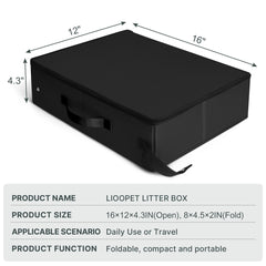 LIOOPET portable-litter-box-folded-compact demonstrates space-saving storage for travel.
