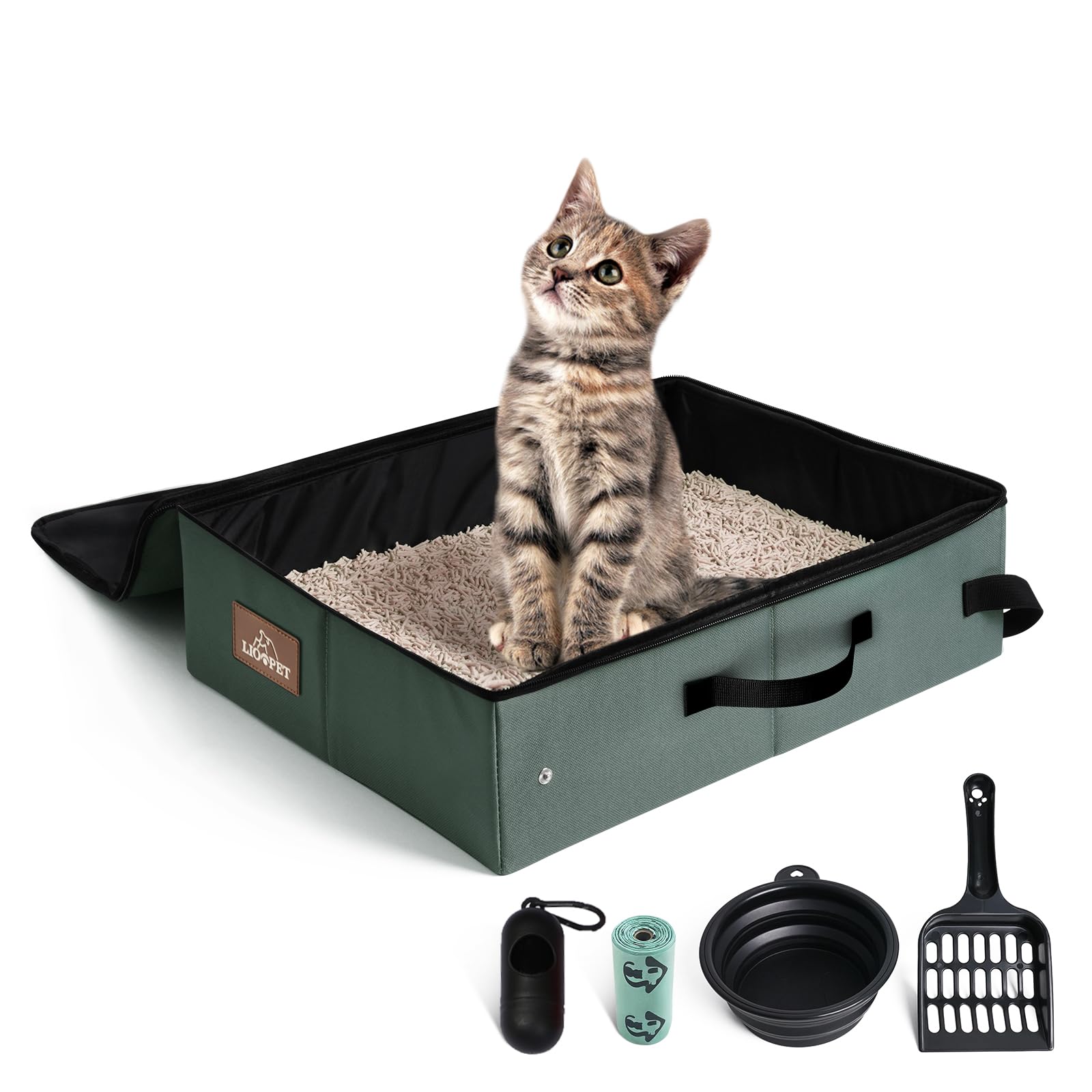 LIOOPET portable litter box with lid enhances odor control during hotel stays.