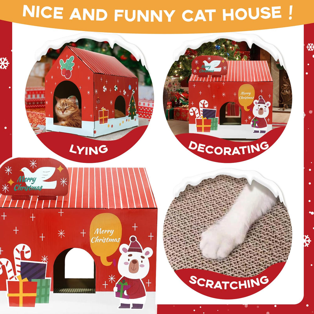 LIOOPET cat house shows three window openings for light and observant cats