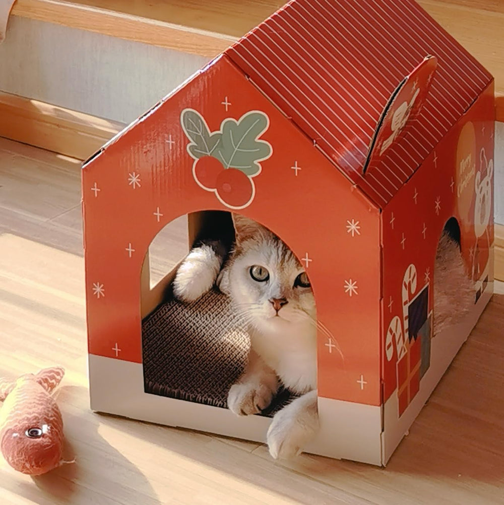 LIOOPET Christmas decoration cat house styled for festive living room decor
