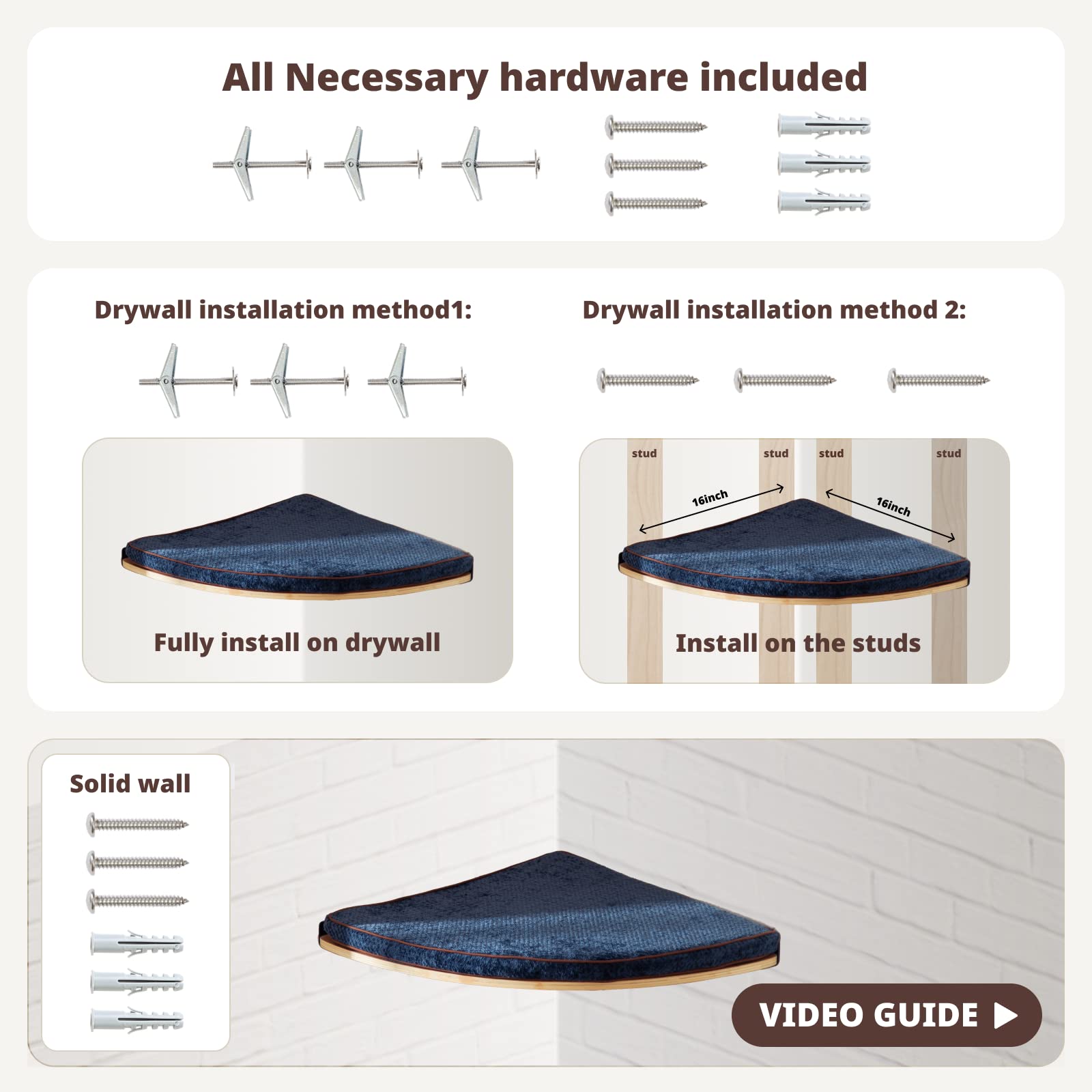 LIORCE installation pack for wall-mounted cat shelf