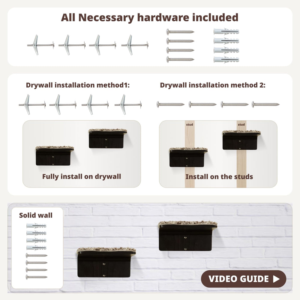 LIORCE cat wall steps package-included-instruction-card shows ready-to-install convenience