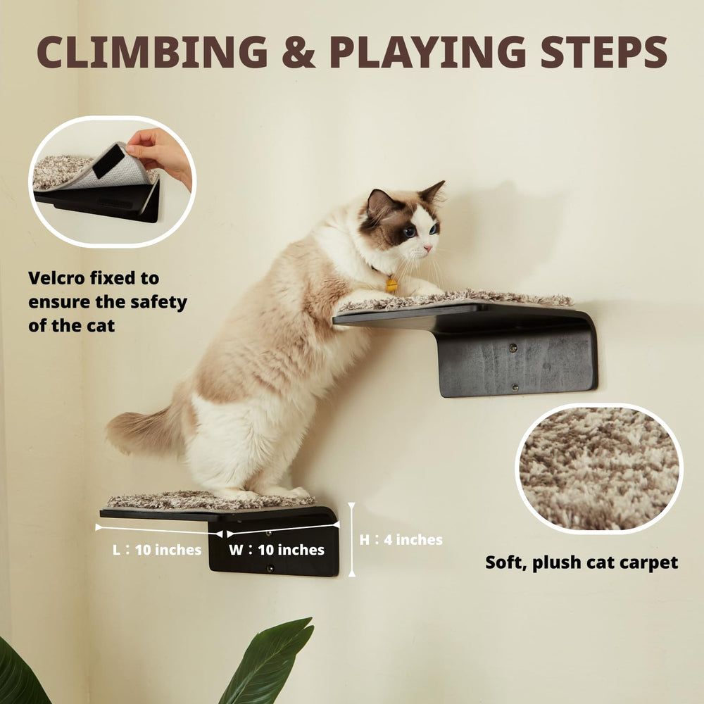 LIORCE cat wall steps two-steps installed demonstrates compact space-saving design for small spaces