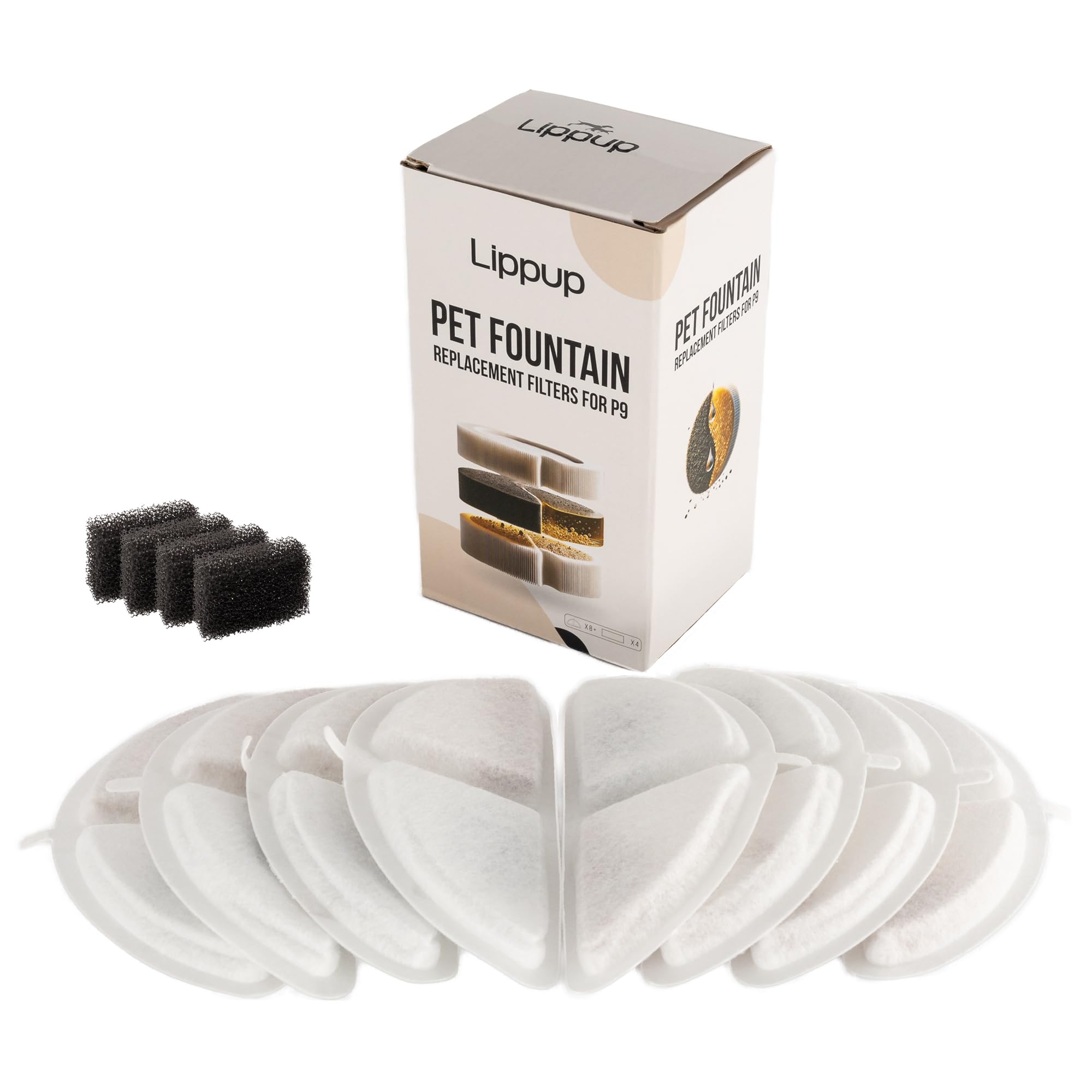 LIPPUP replacement filters eight-pack for stainless steel fountain provide fresh water.