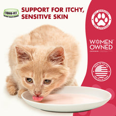 LIQUID-VET label-closeup highlights no fishy smell benefit.