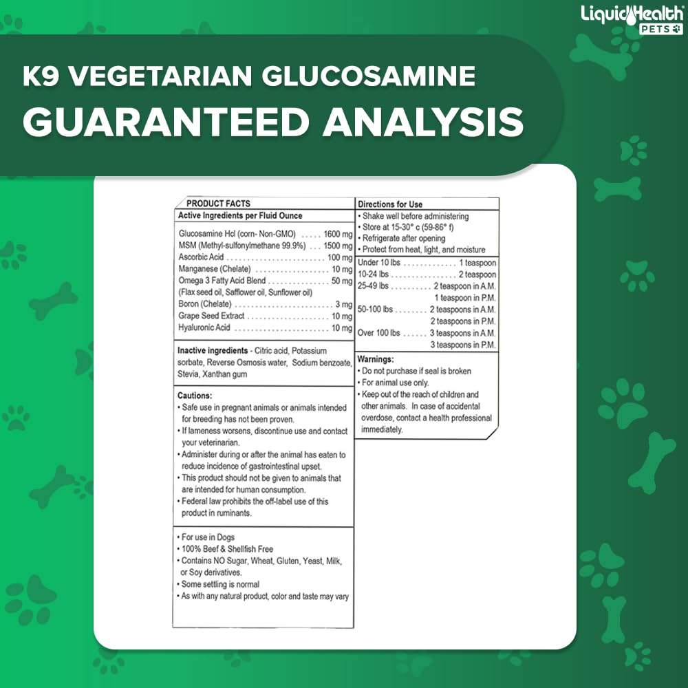 LIQUIDHEALTH K9 glucosamine dog eating with joint health in mind