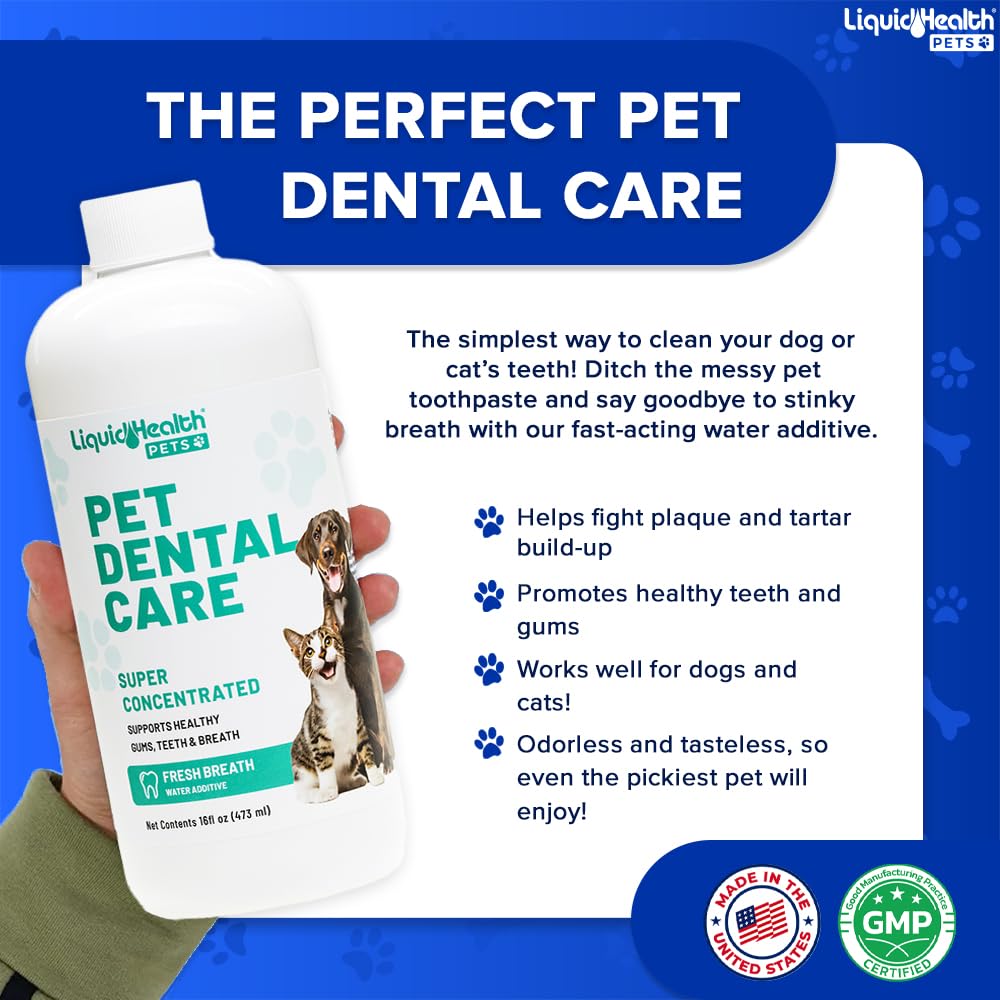 LIQUIDHEALTH Pet Dental Care Water Additive cat drinking supports gum health.