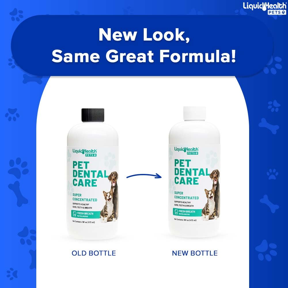 LIQUIDHEALTH Pet Dental Care Water Additive dog drinking supports plaque control.
