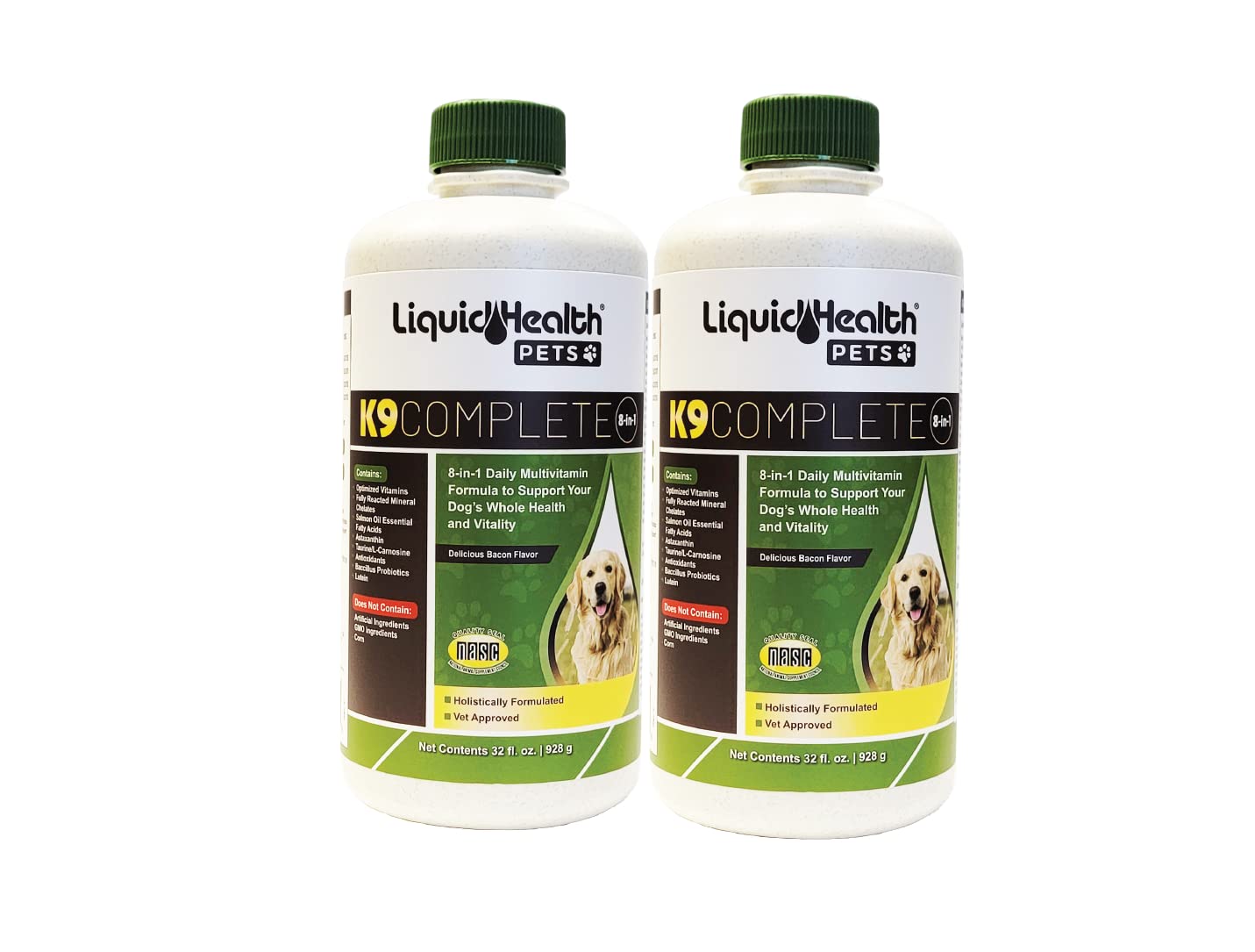 LIQUIDHEALTH K9 Complete bottle closeup supports daily canine wellness.