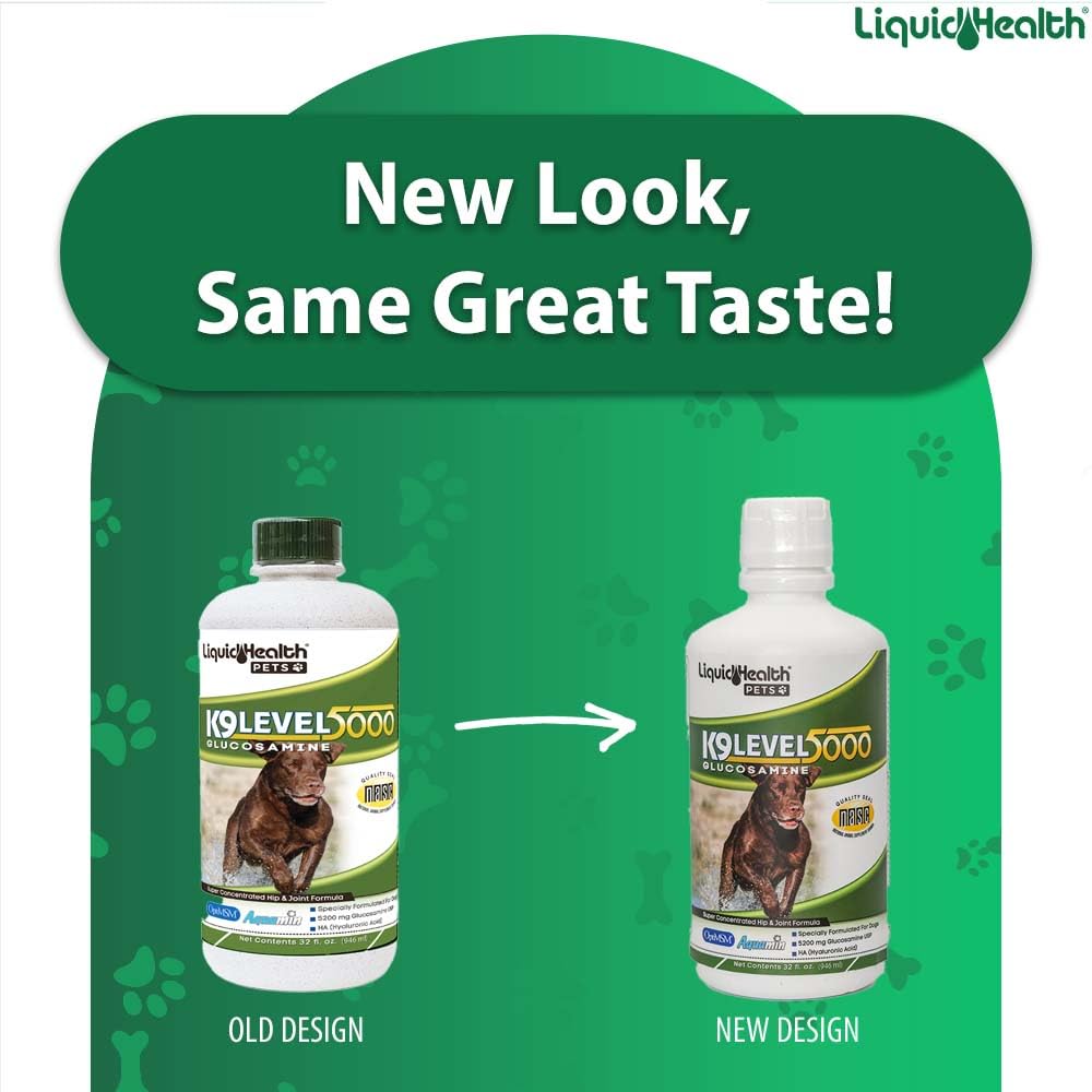 LIQUIDHEALTH K9 Glucosamine label closeup highlighting premium joint blend for dogs