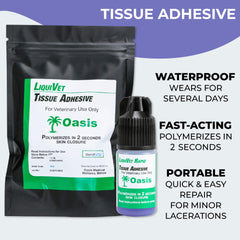 Liquivet Rapid applicators closeup shows precise application for accurate wound closure.