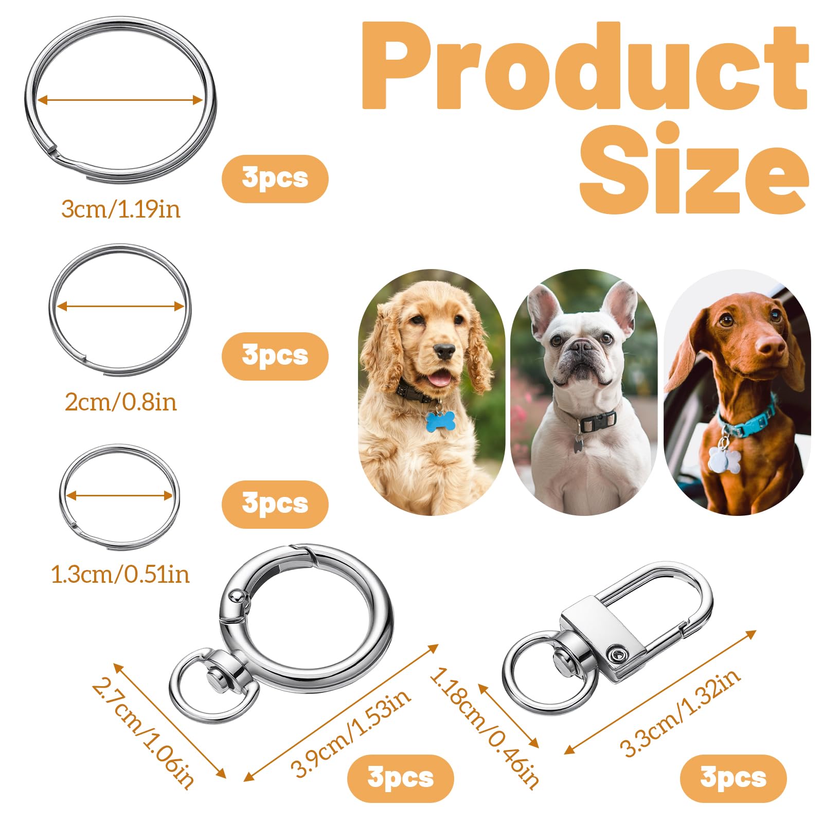 LIQWEI dog tag rings attach easily to collars for durable tagging